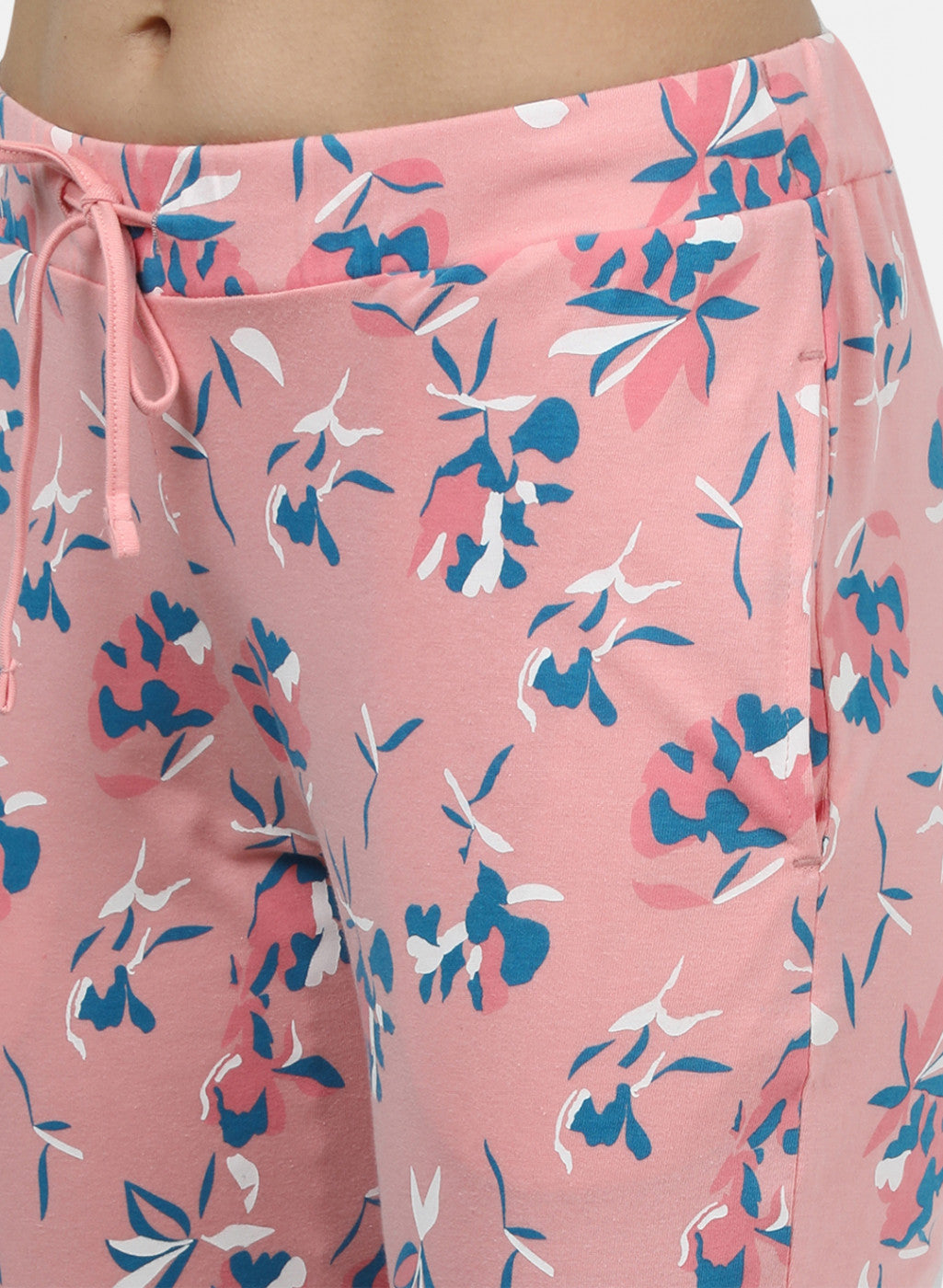 Womens Off White & Pink Printed Lower Sets