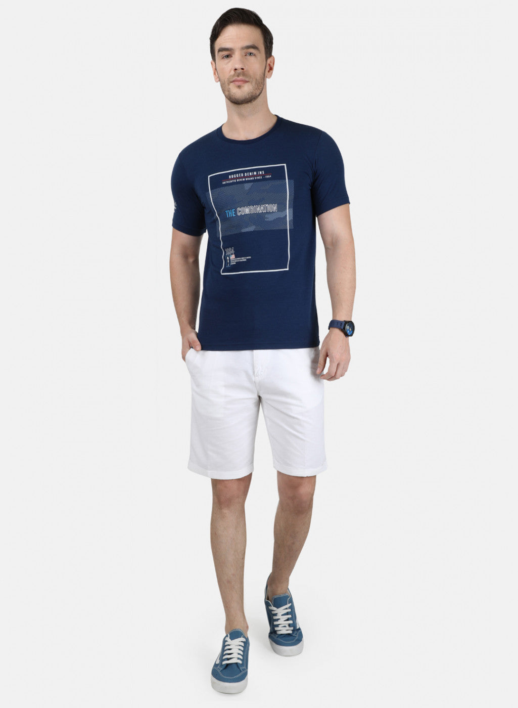 Mens Blue Printed T-Shirt