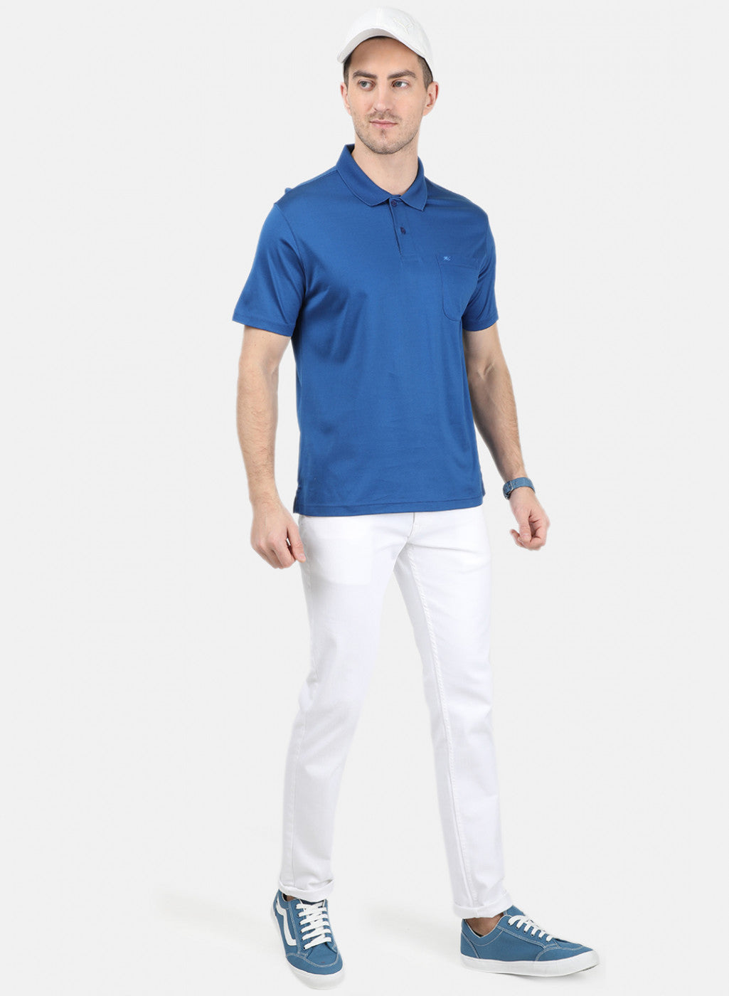 Mens Blue Plain T-Shirt
