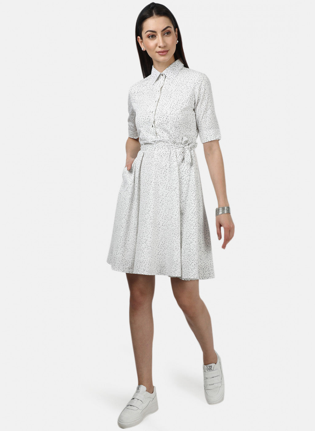 Womens White Printed Dress