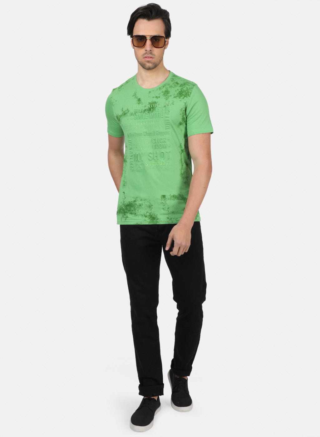 Men Green Printed T-Shirts
