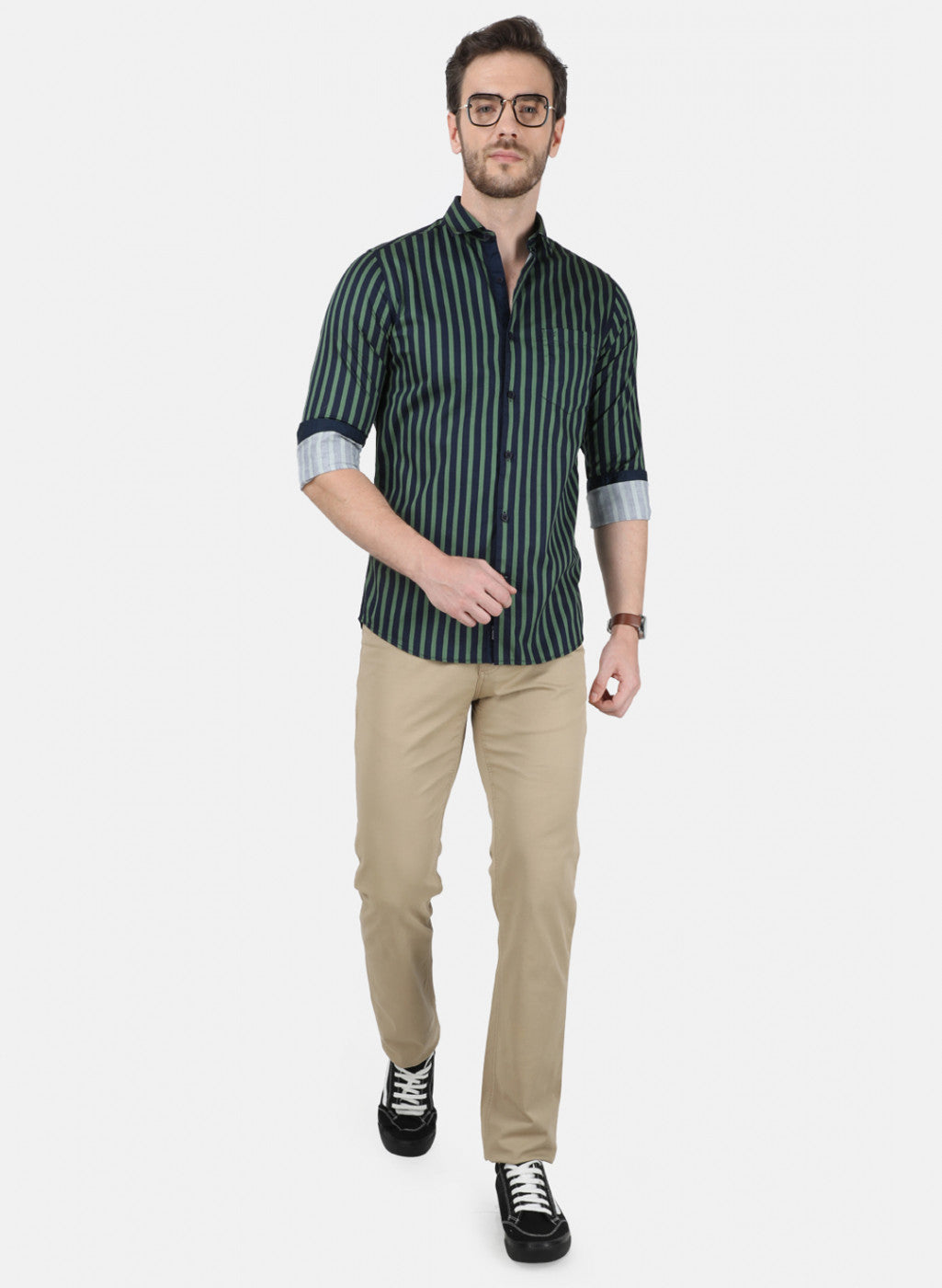 Mens Green Stripe Shirt