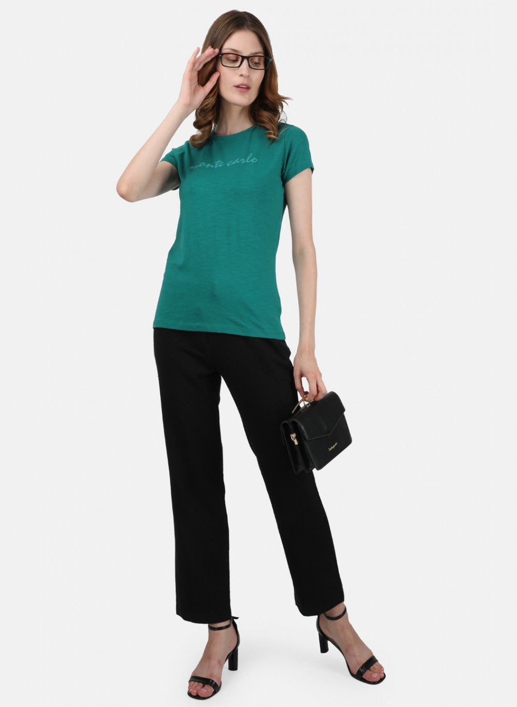 Womens Dark Green Printed Top
