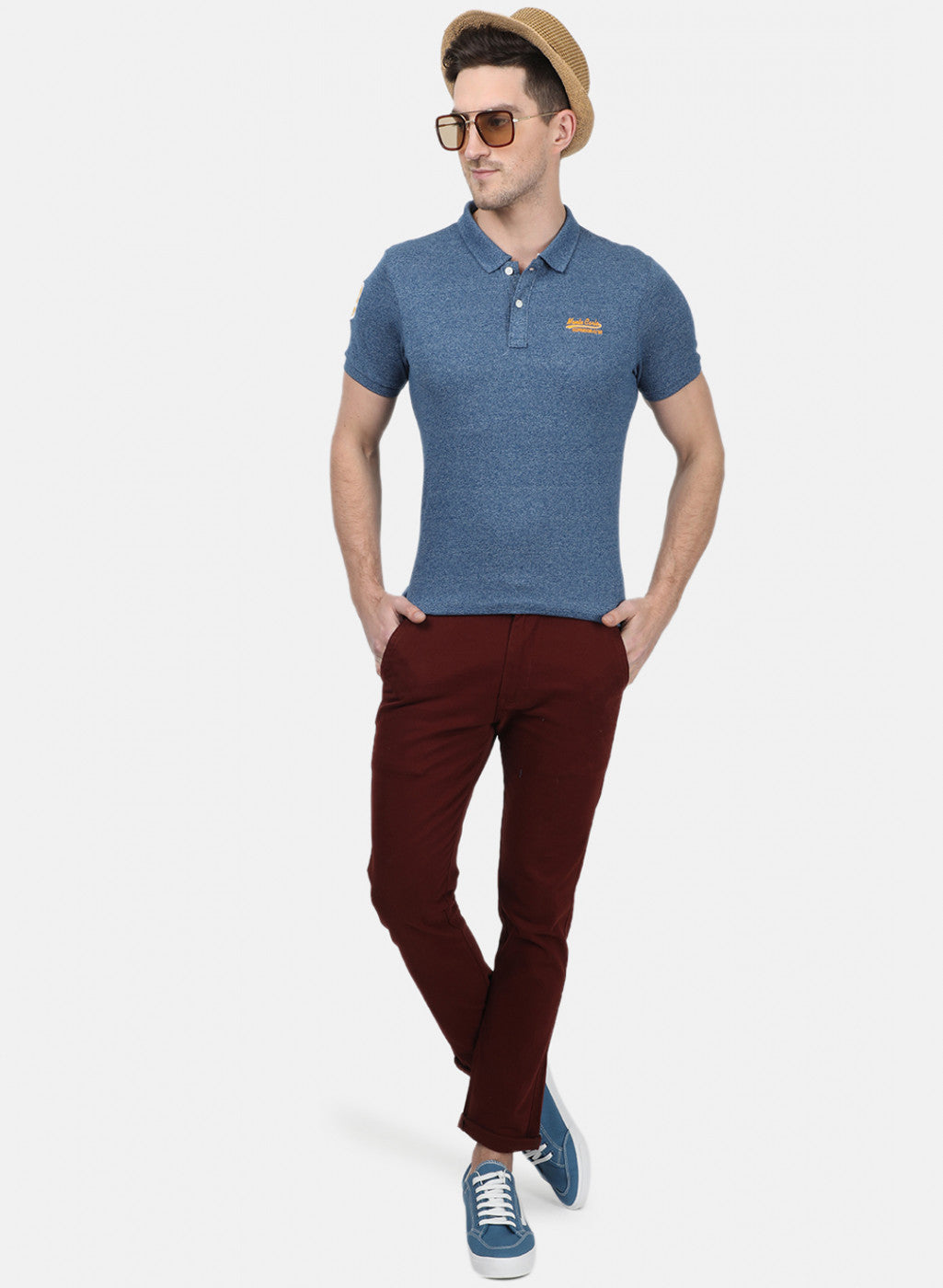 Mens Blue Plain T-Shirts