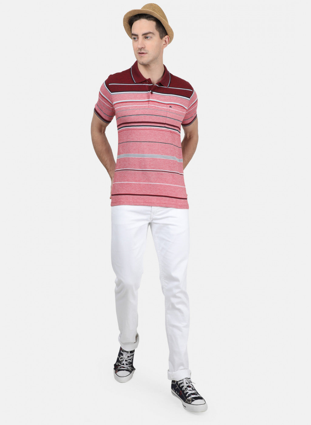 Mens Maroon Stripe T-Shirt