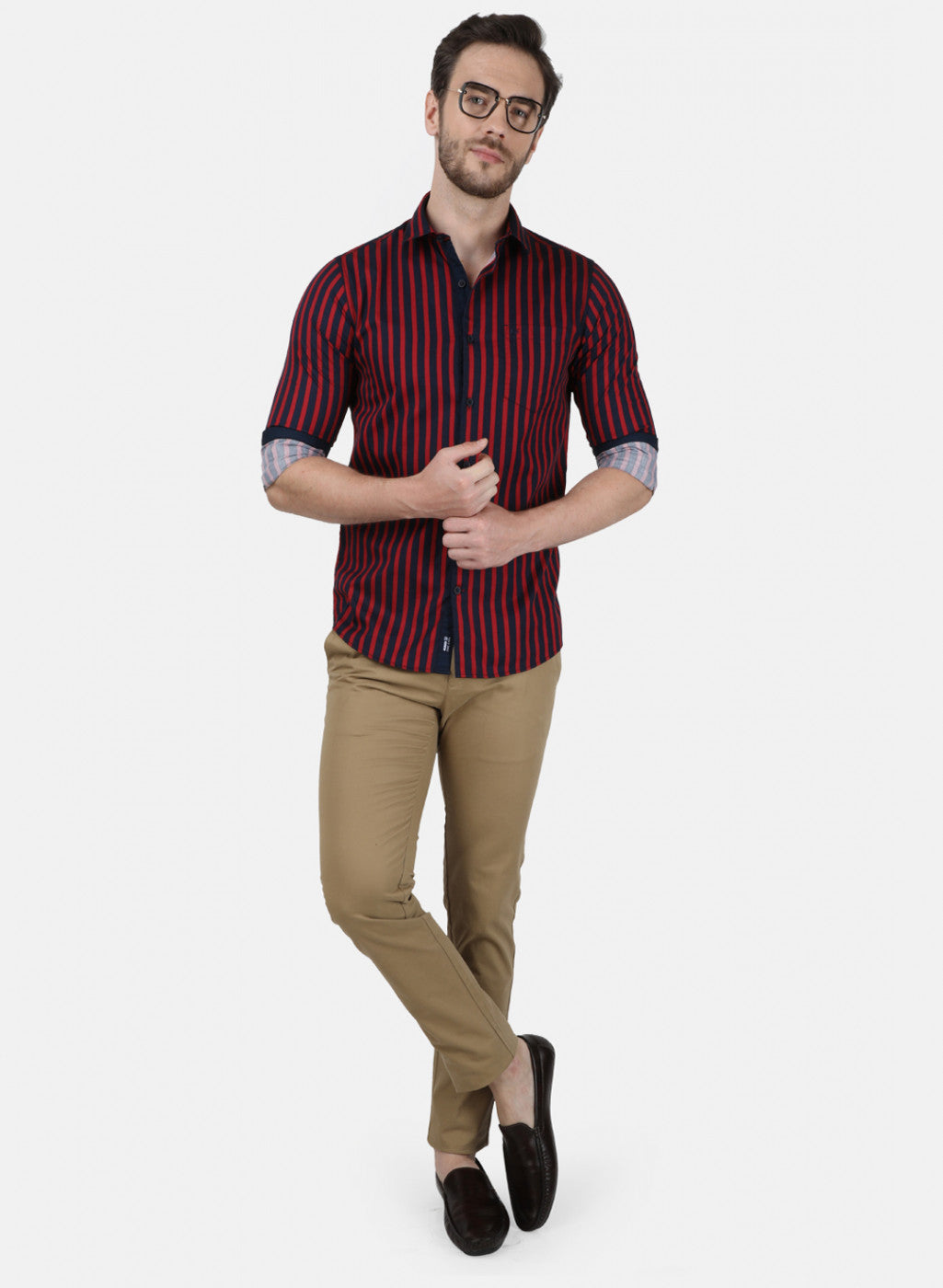 Mens Maroon Stripe Shirt