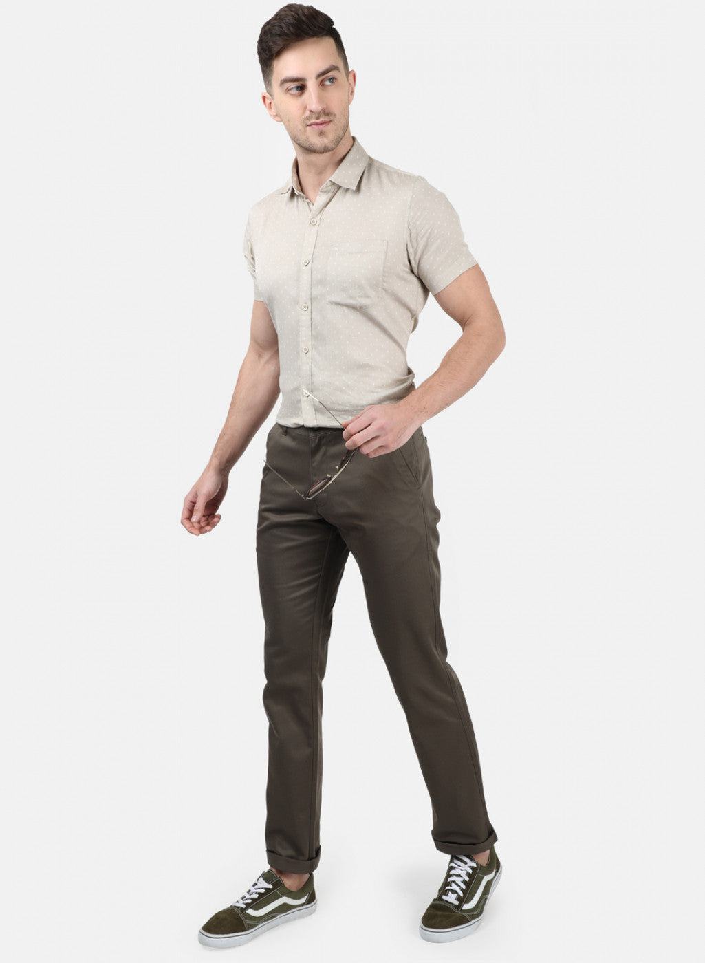 Men Grey Plain Trousers