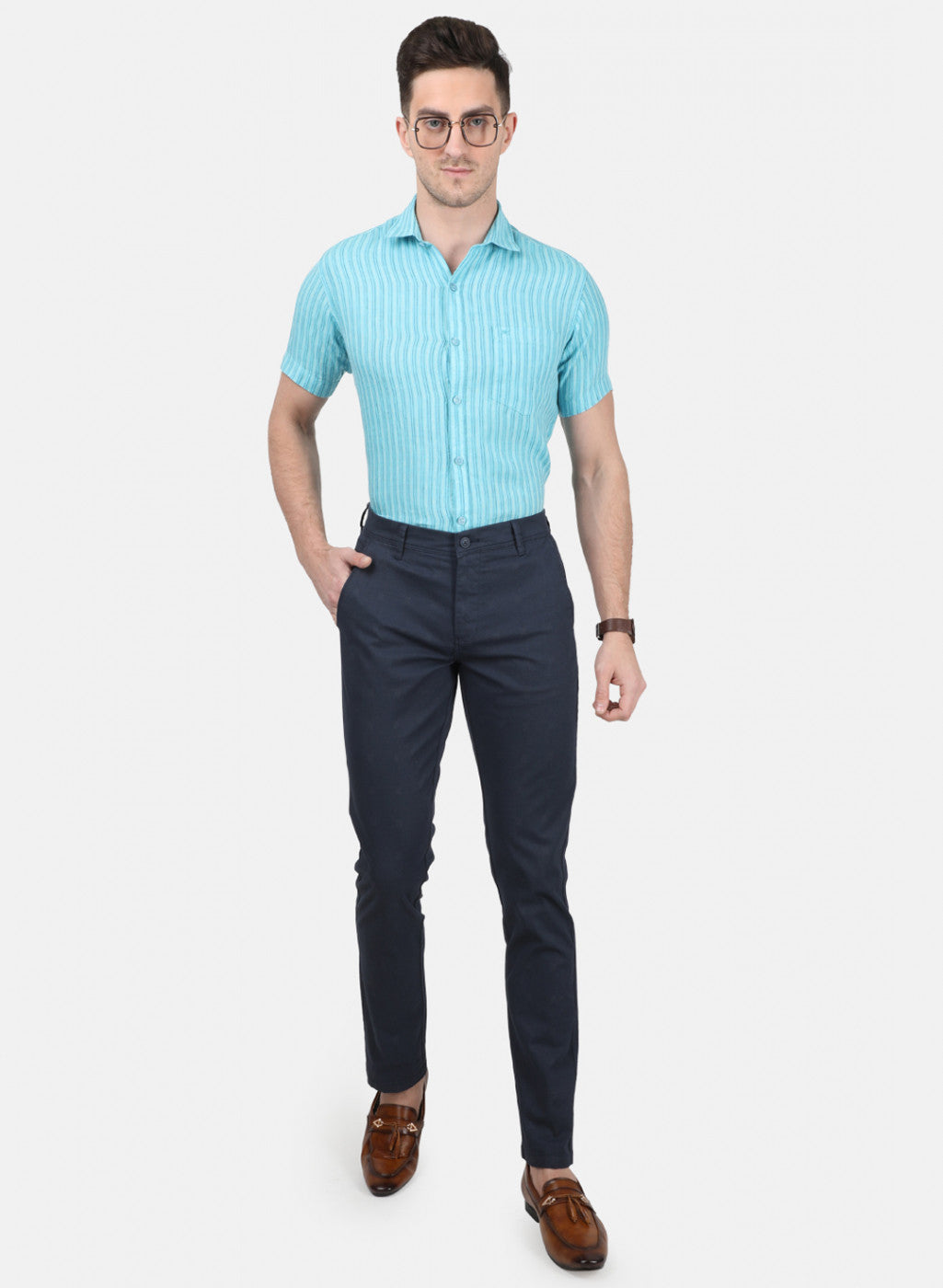 Mens Navy Blue Slim Trouser