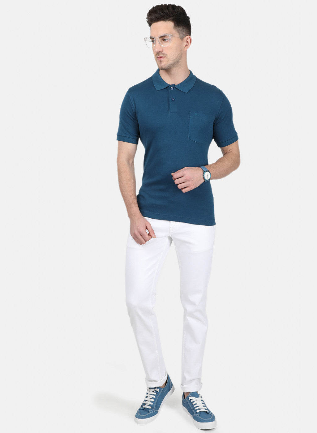 Mens Blue Plain T-Shirt