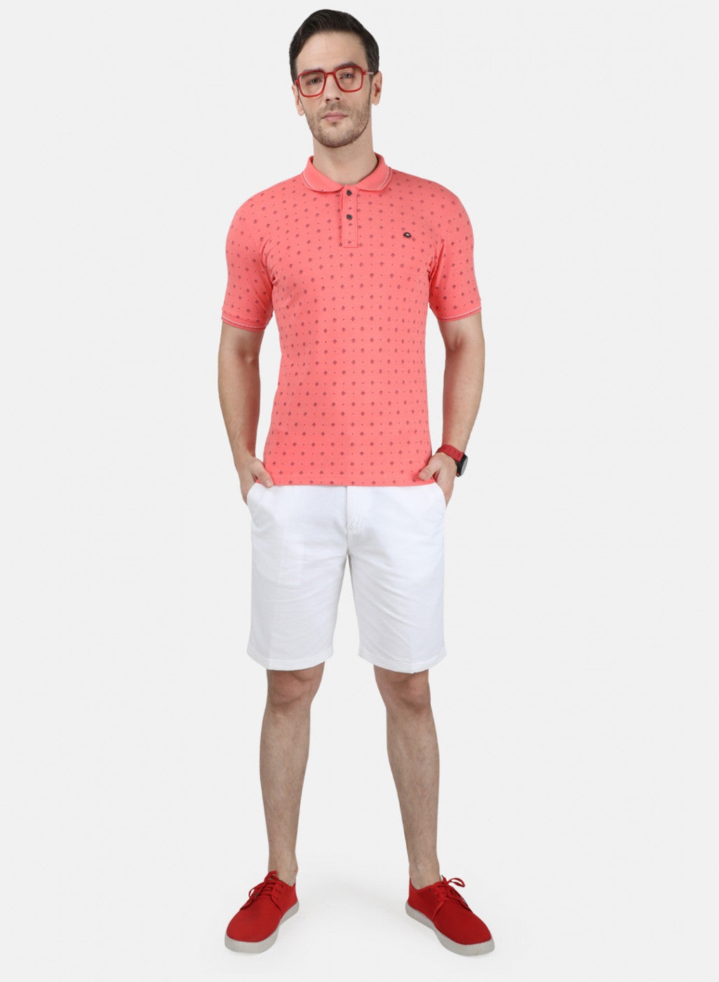 Mens Dark Pink Printed T-Shirt