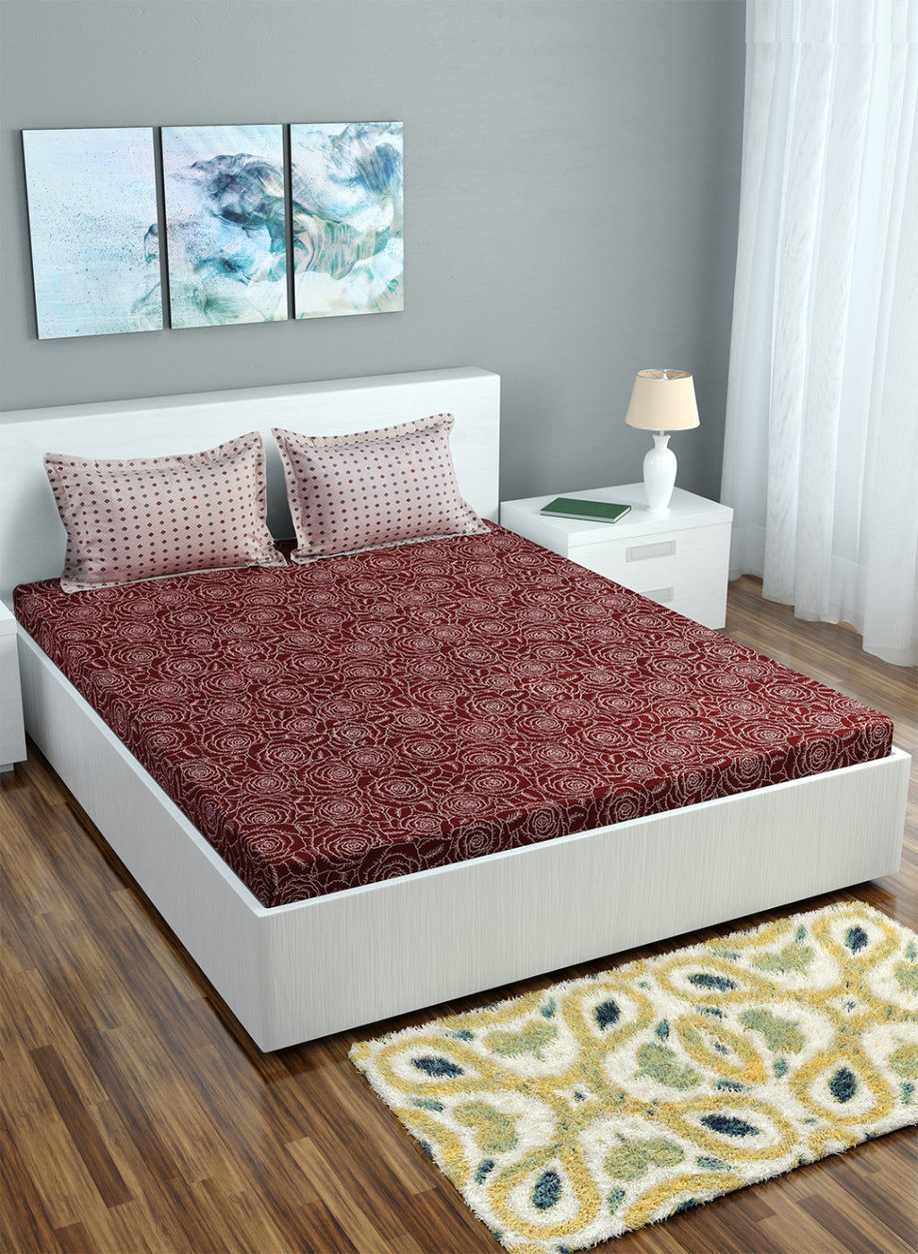 Multi Color 130 GSM Bedsheet with 2 Pillow Covers