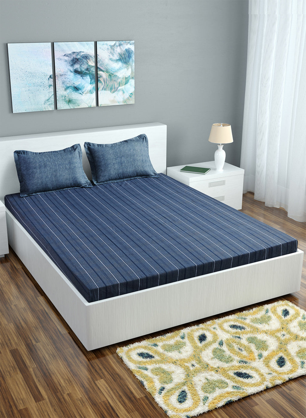 Multi Color 130 GSM Bedsheet with 2 Pillow Covers