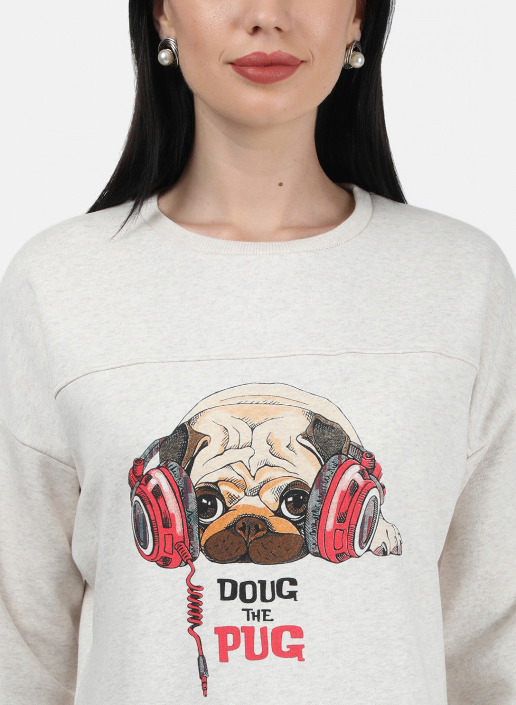 Women Beige Printed Sweatshirt