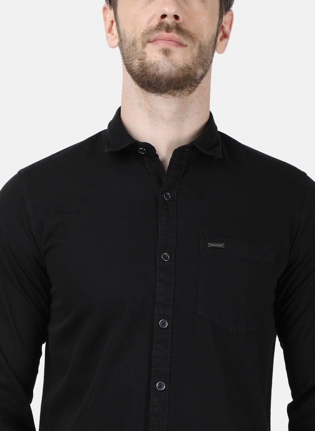 Mens Black Solid Shirt