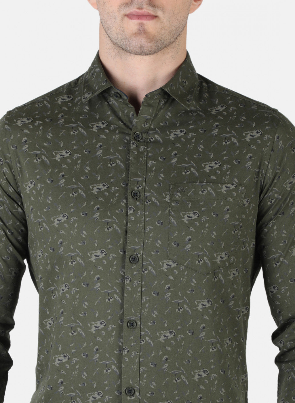 Men Olive Printed Shirt