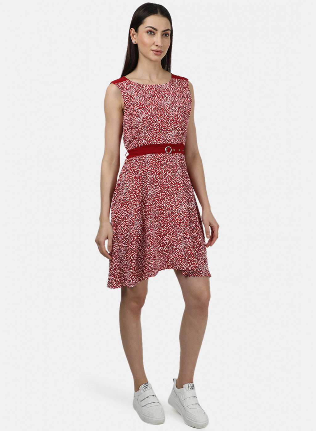 Womens Red Printed Dress