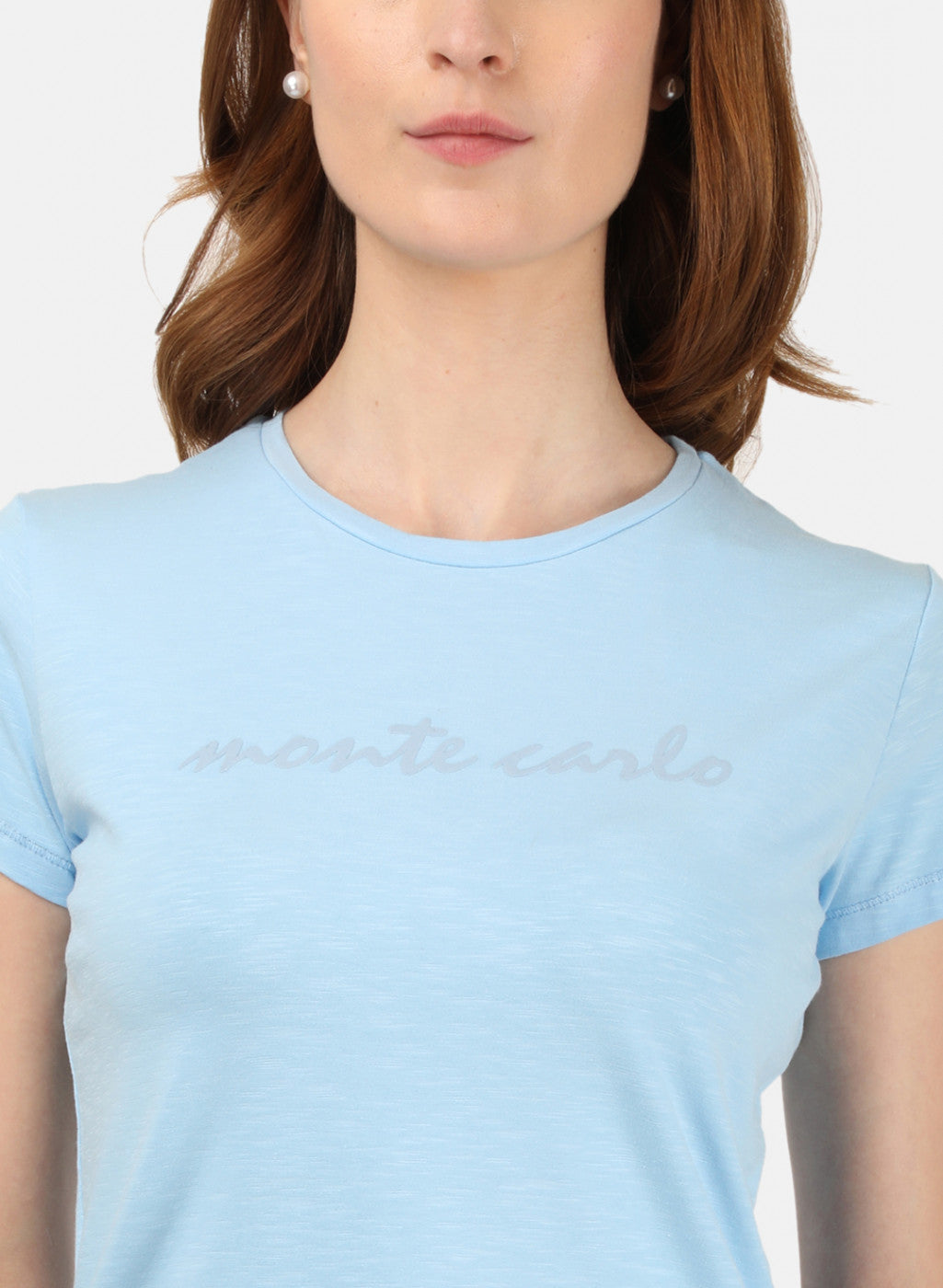 Womens Sky Blue Printed Top