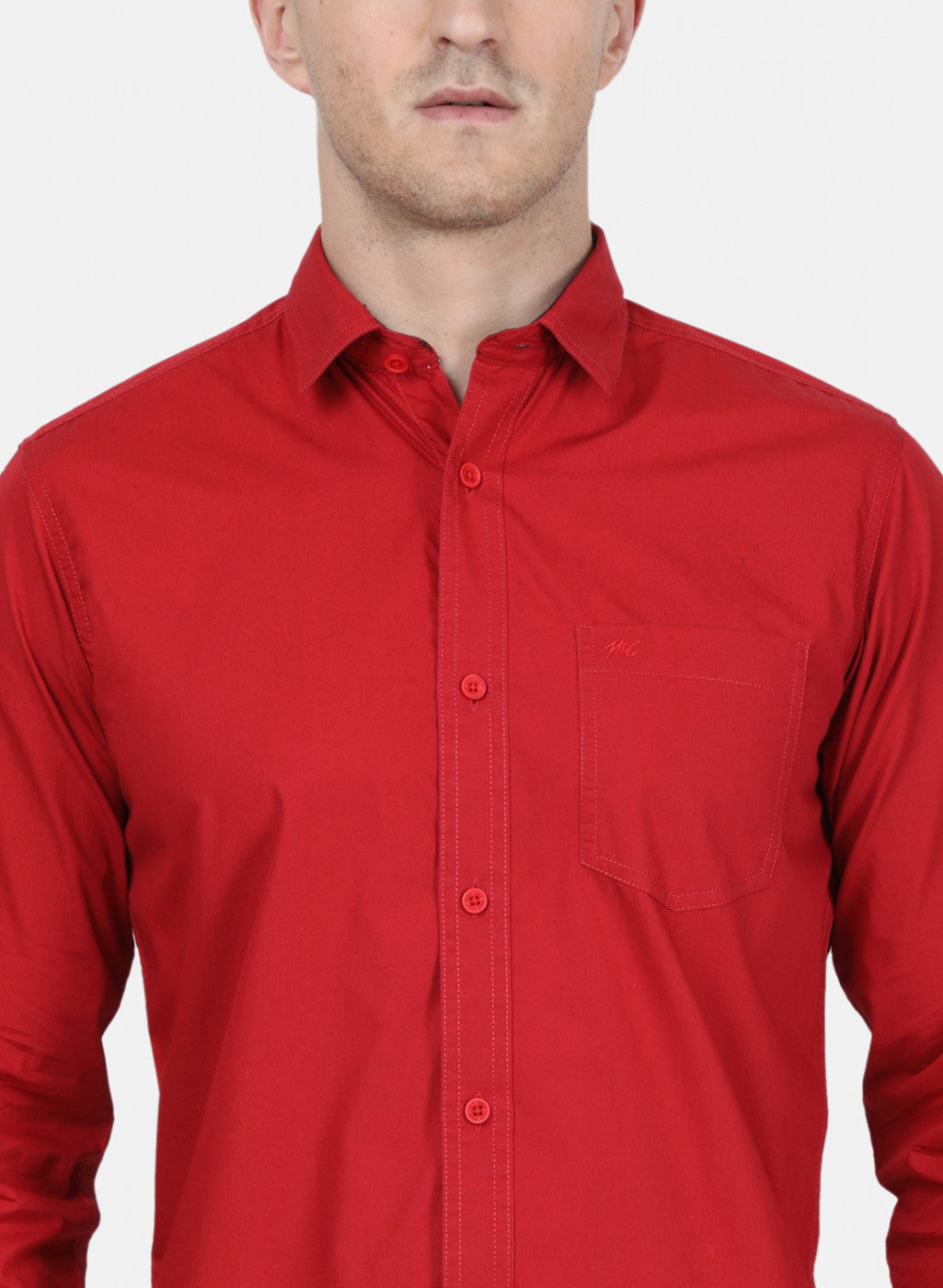 Mens Red Solid Shirt