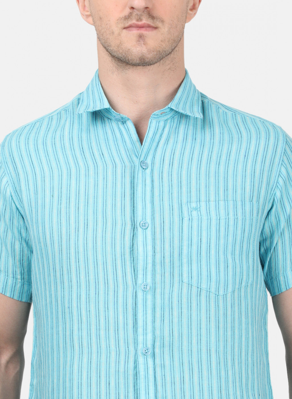 Mens Blue Stripe Linen Shirt