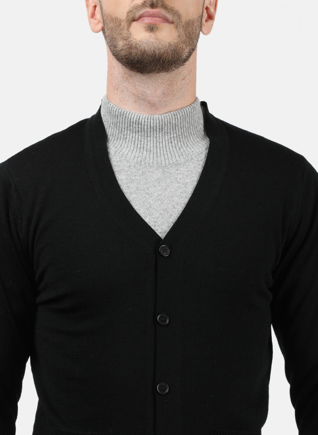Men Black Solid Cardigan