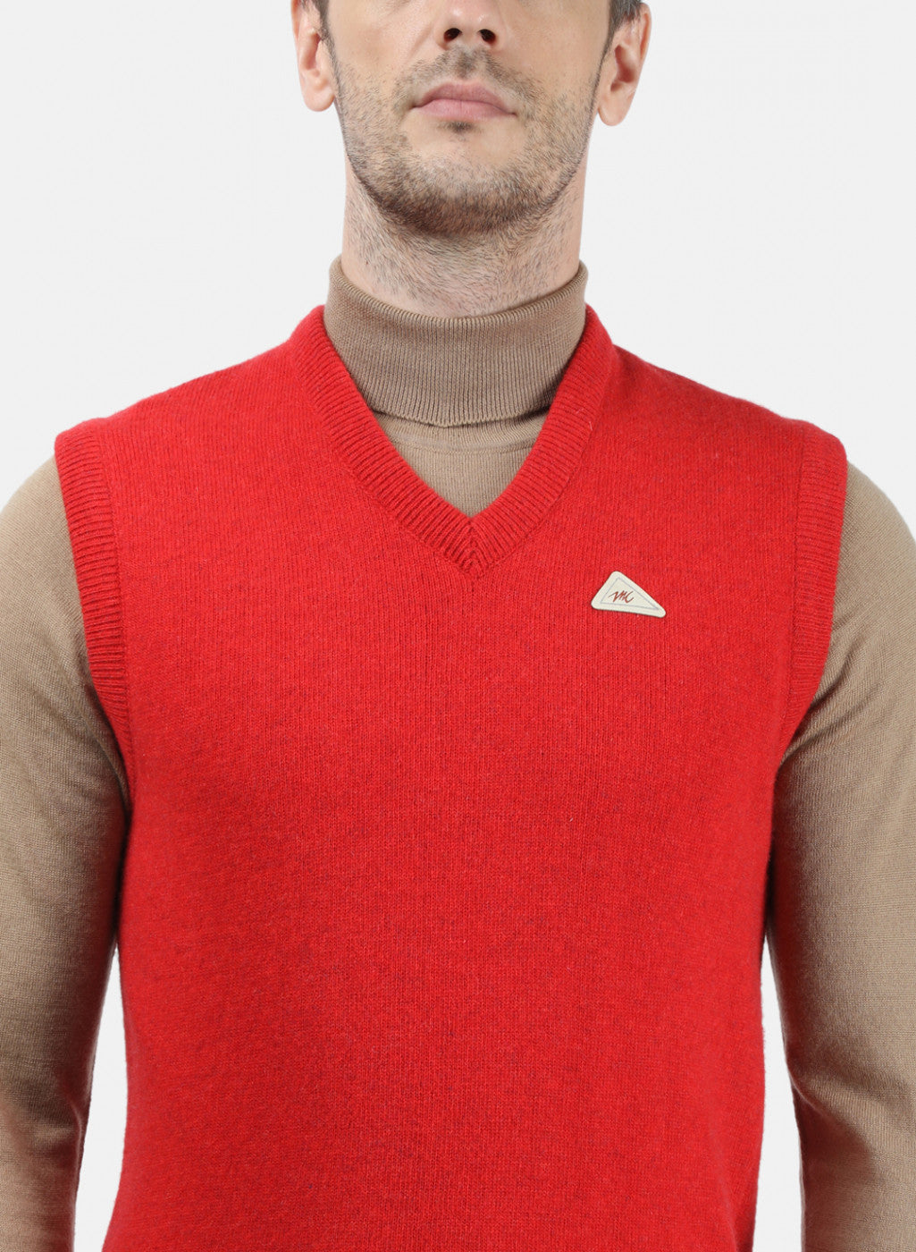 Men Red Solid Sweater