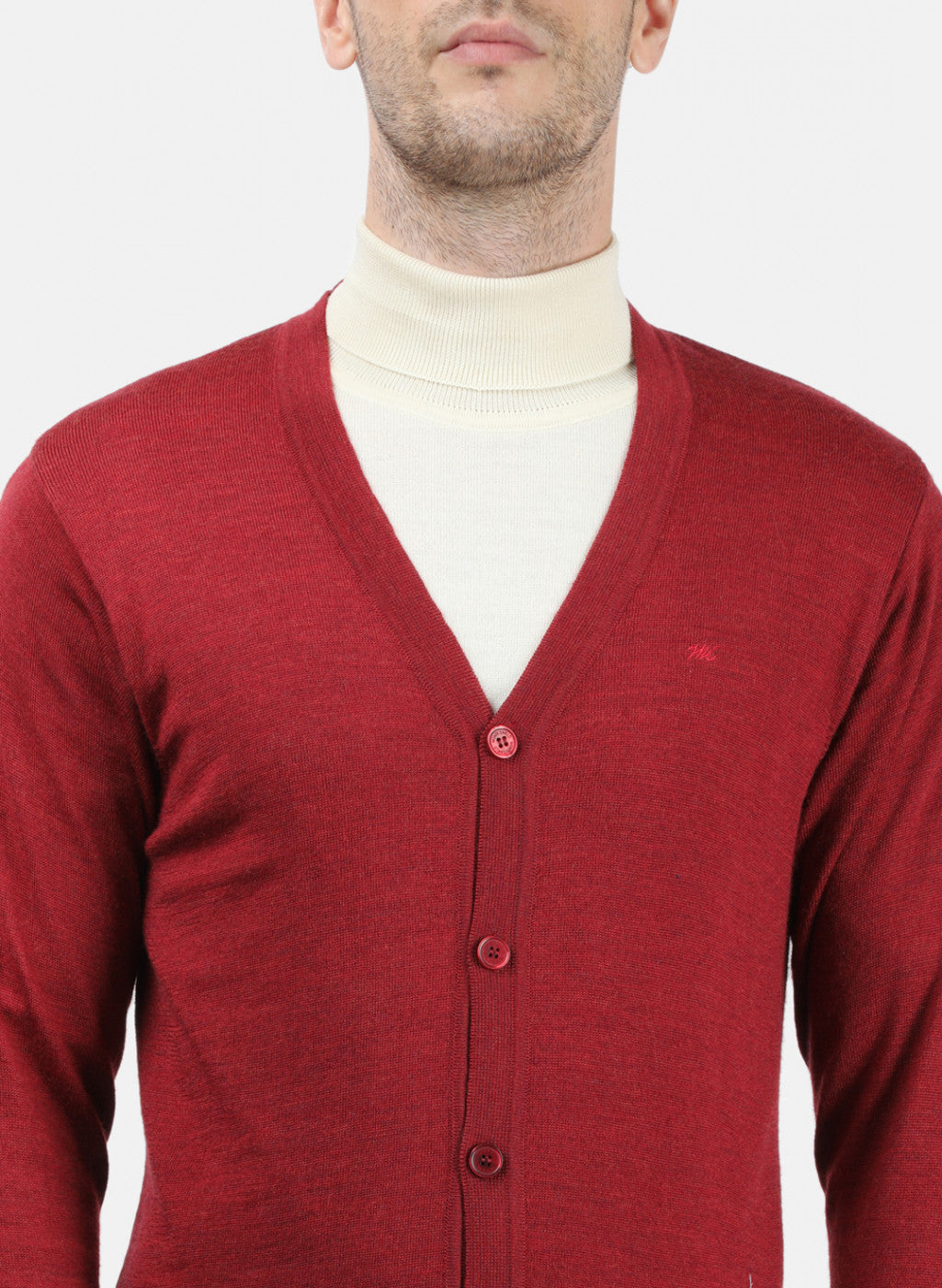 Men Maroon Solid Cardigan