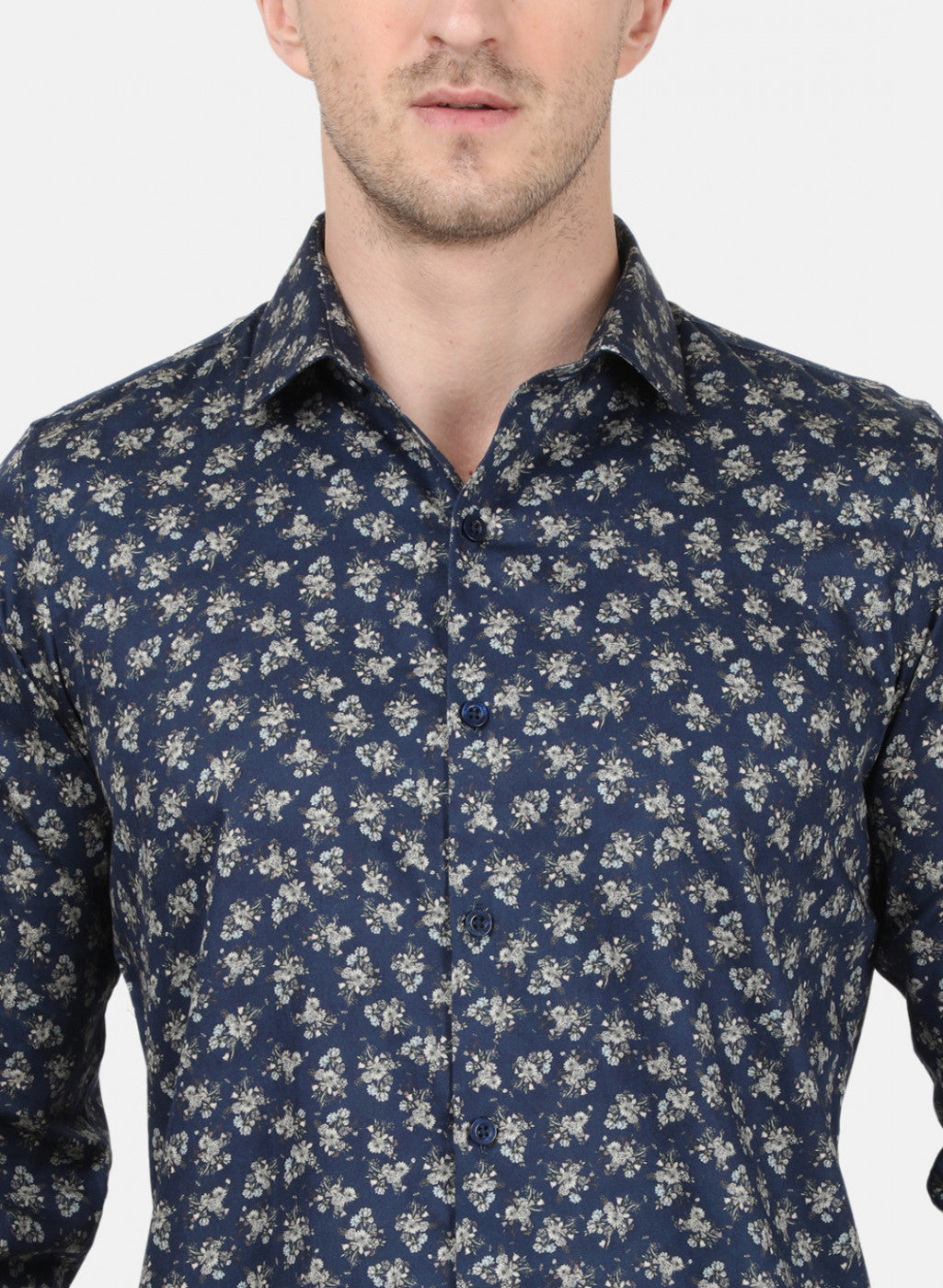 Mens NAvy Blue Printed Shirt