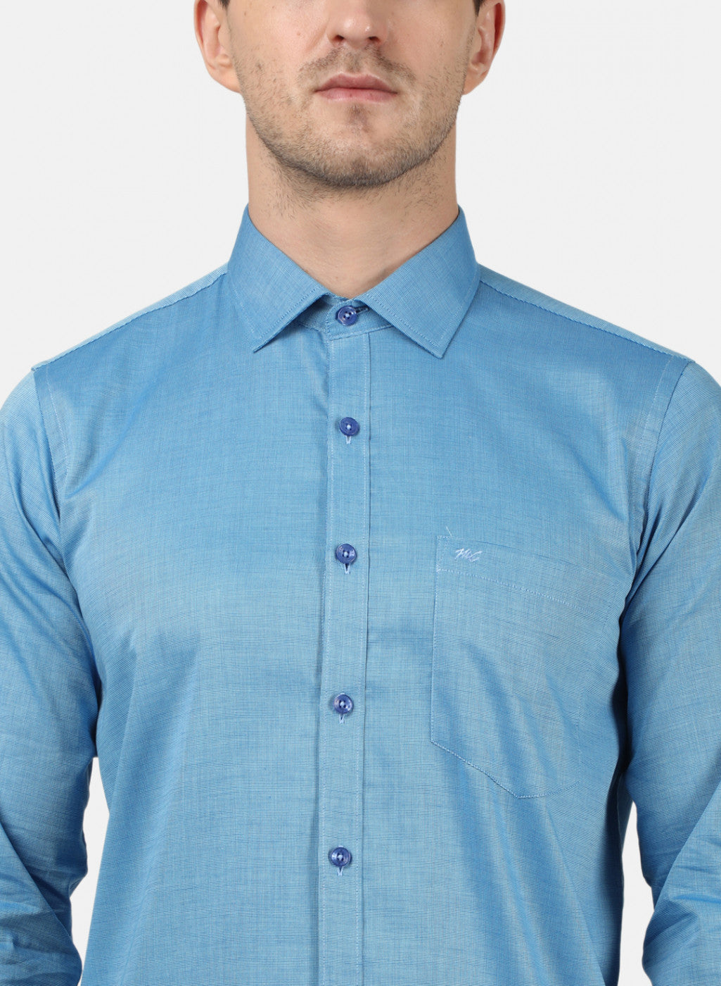 Mens Blue Printed Shirt