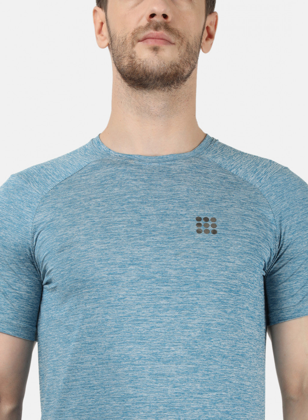 Mens Blue Self Design T-Shirt