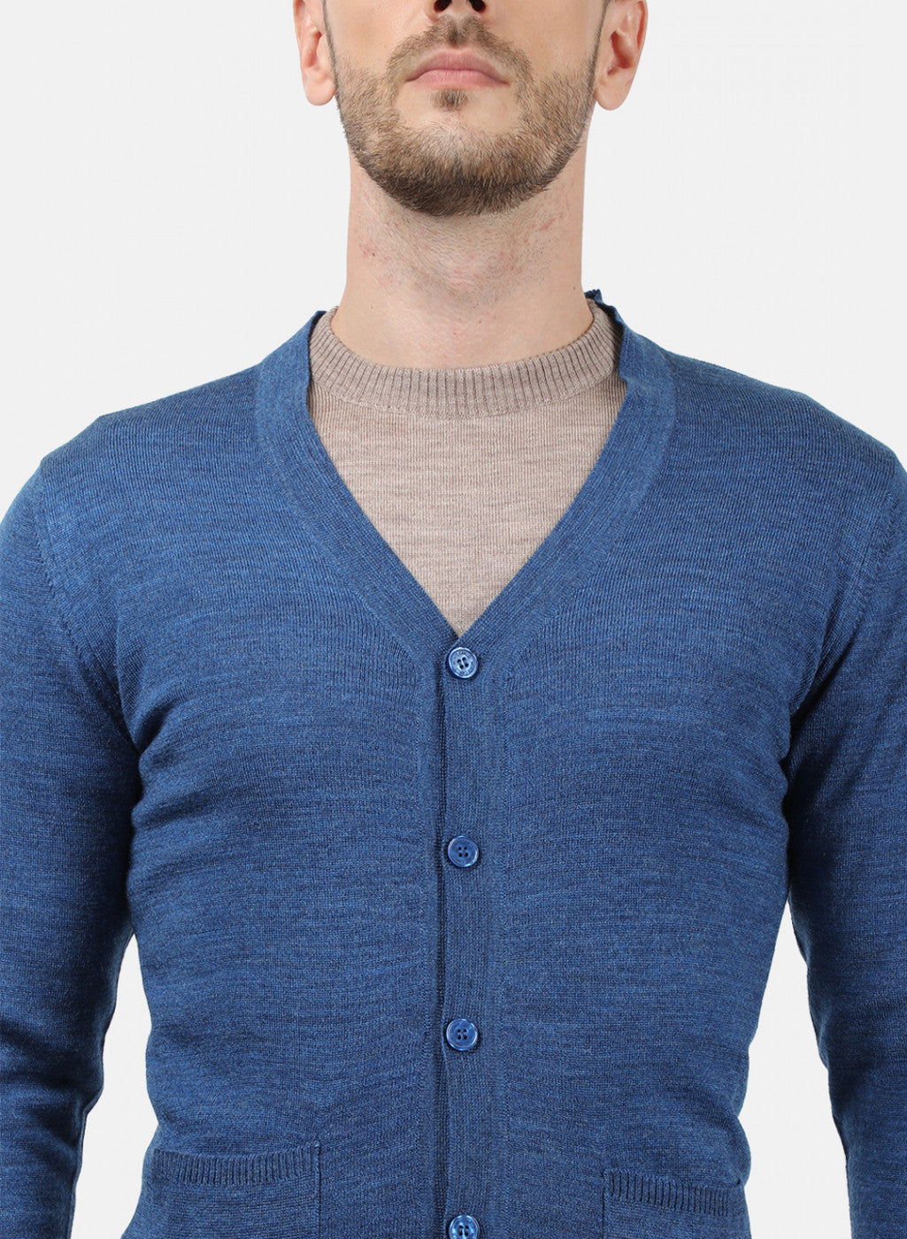 Men Blue Solid Cardigan