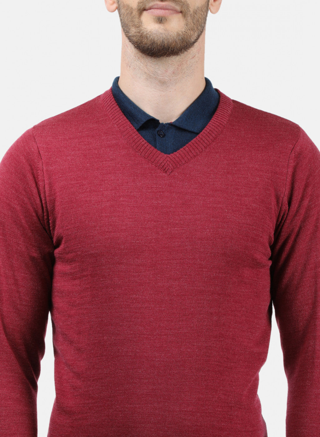Men Red Solid Pullover