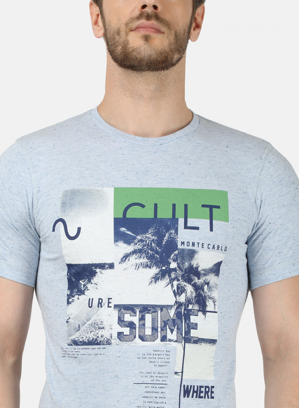 Mens Blue Printed T-Shirt