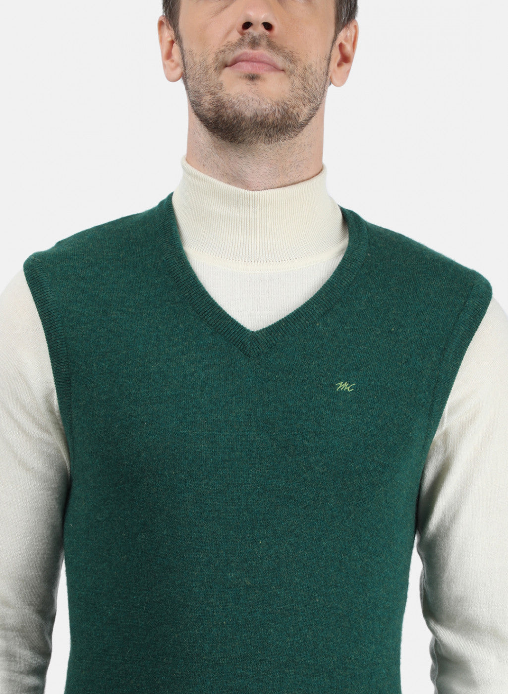 Men Green Solid Sweater