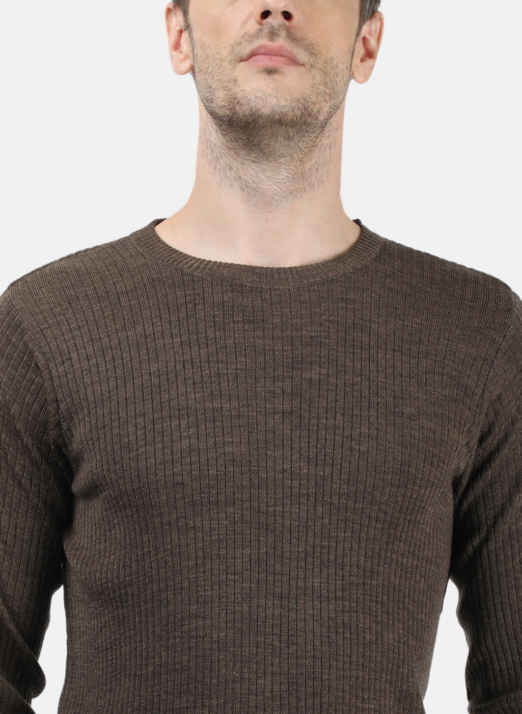 Men Brown Solid Pullover