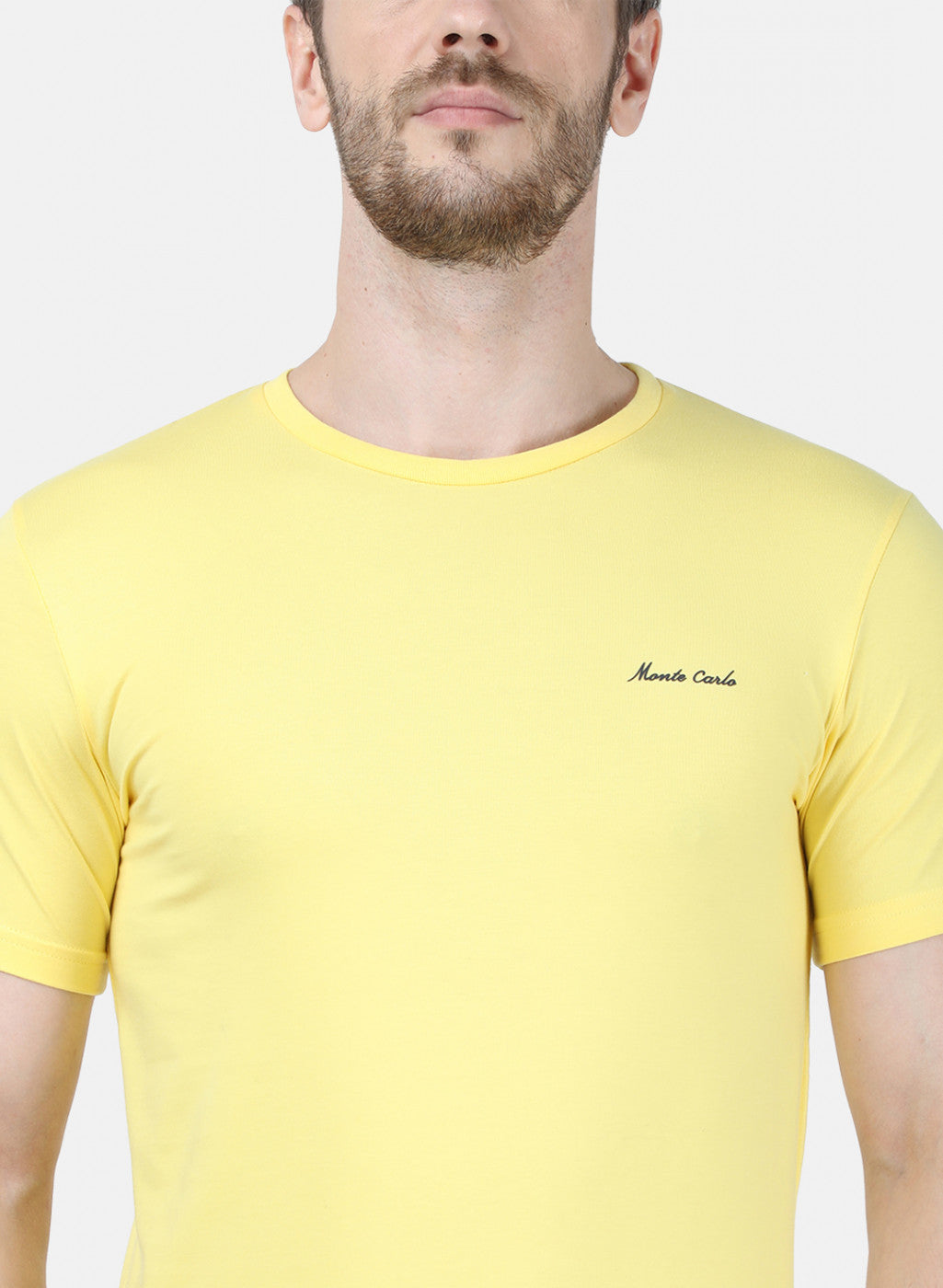 Mens Yellow Plain T-Shirt