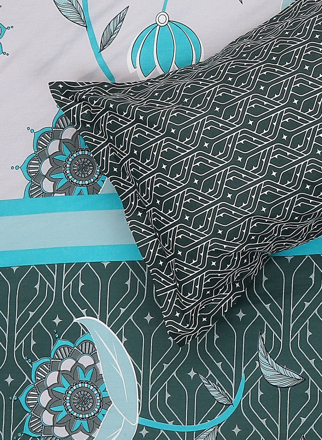 144TC Pure Cotton Single Bedsheet with 2 Pillow Covers