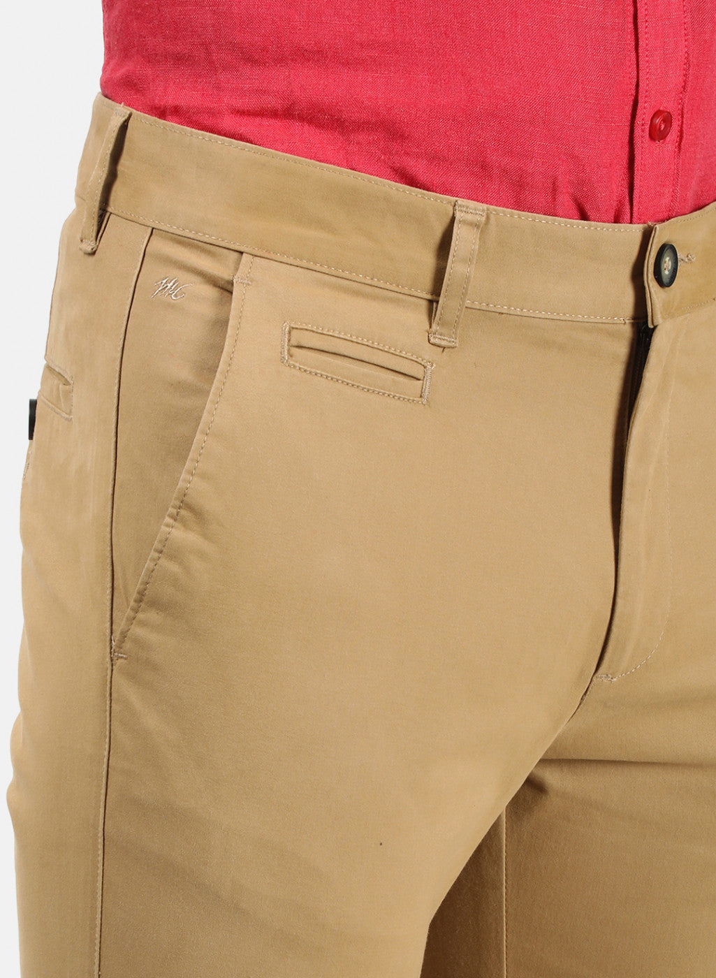 Men Mustard Plain Trousers