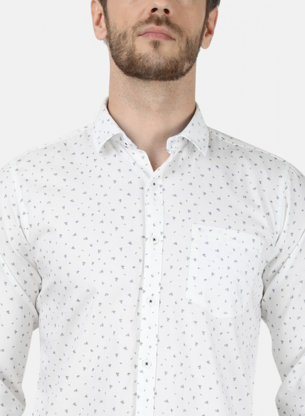Mens White Printed Shirt