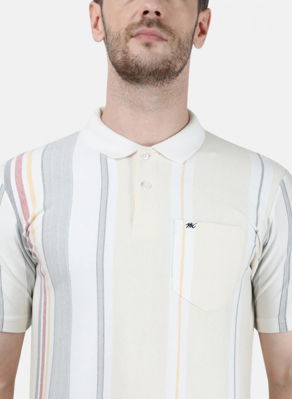 Mens Multi Color Stripe Collar T-Shirts