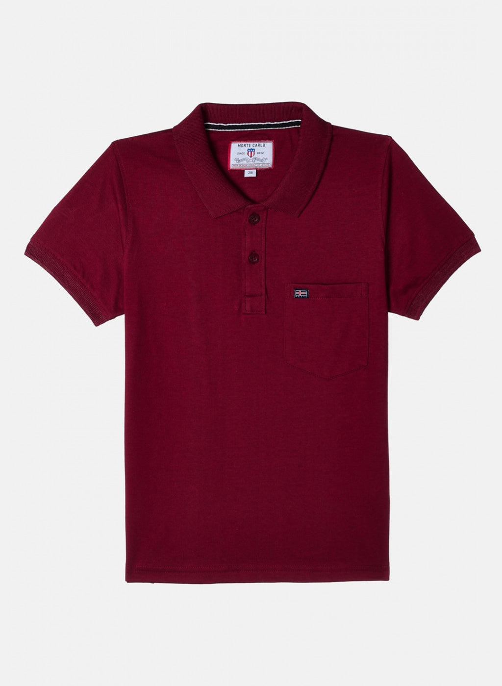 Boys Maroon Plain T-Shirt
