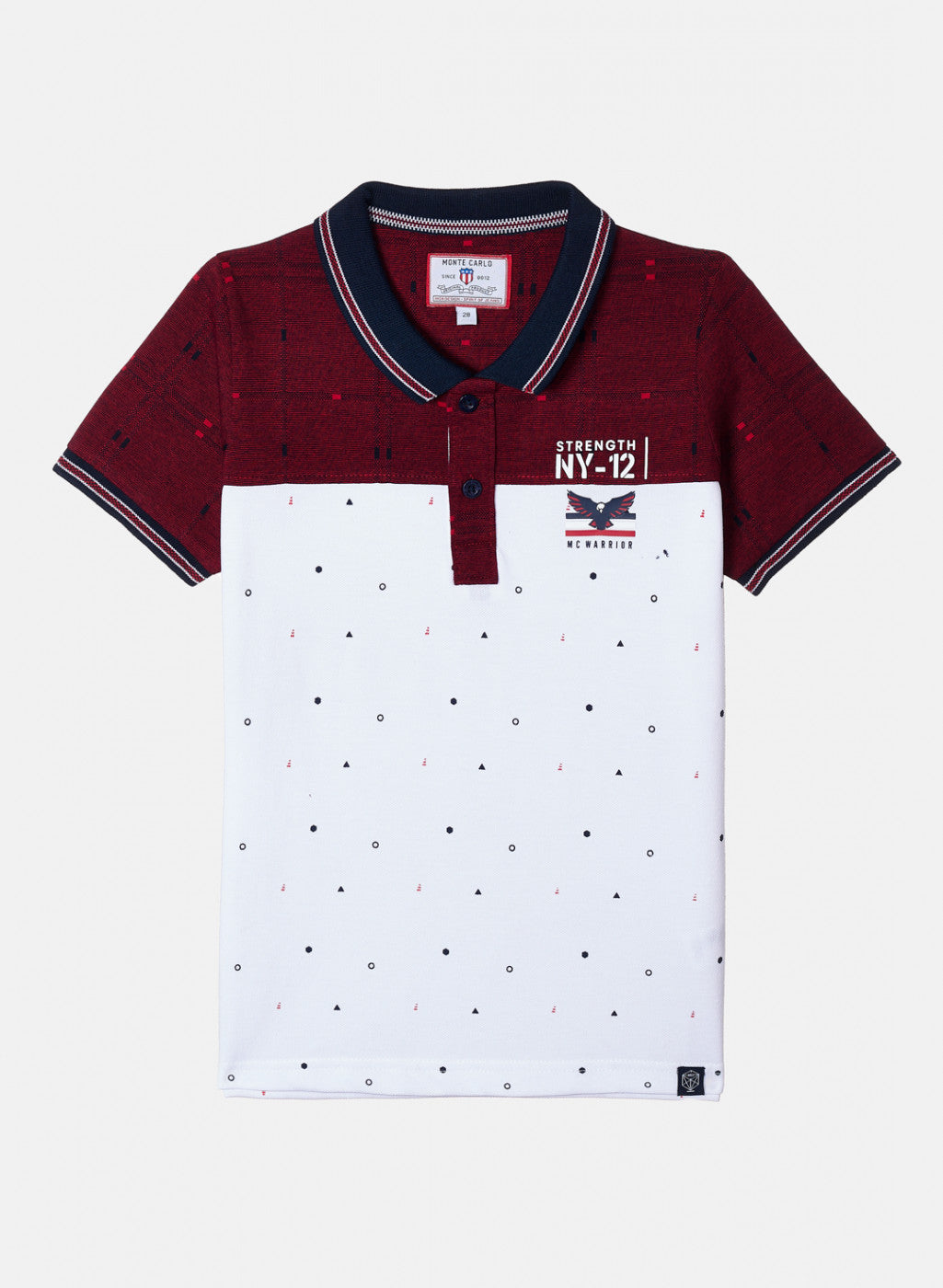 Boys Maroon & White Printed T-Shirt