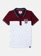 Boys Maroon & White Printed T-Shirt