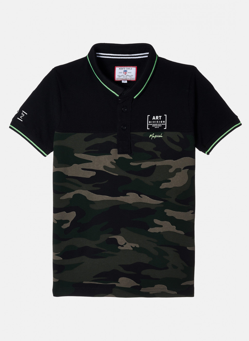 Boys Olive & Black Printed T-Shirt