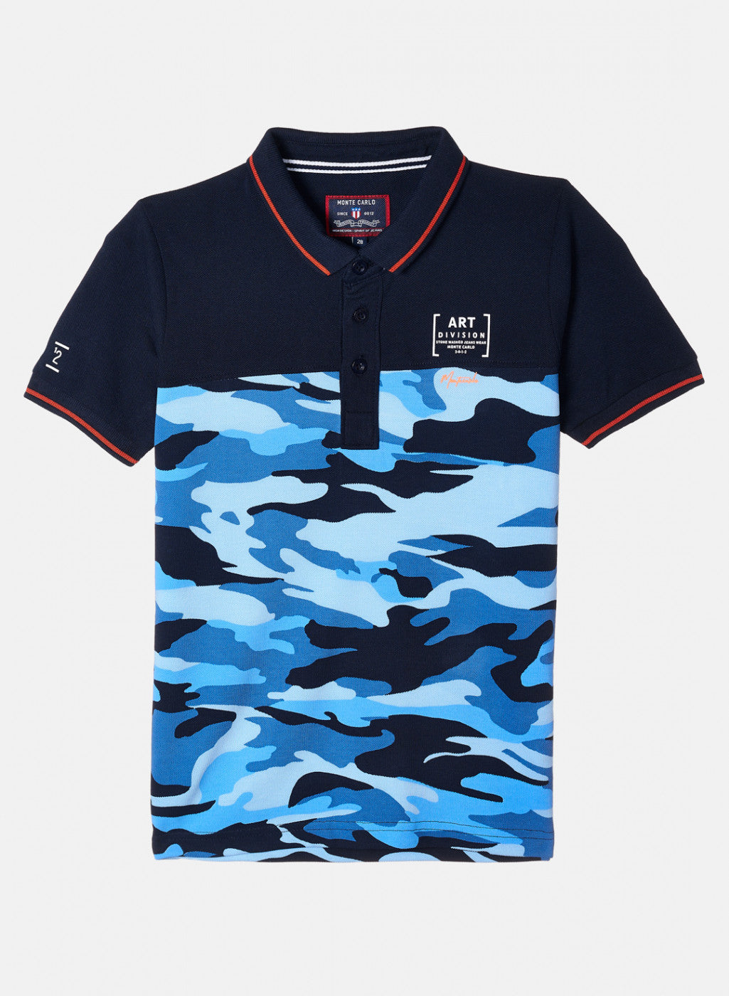 Boys Sky Blue & Navy Printed T-Shirt
