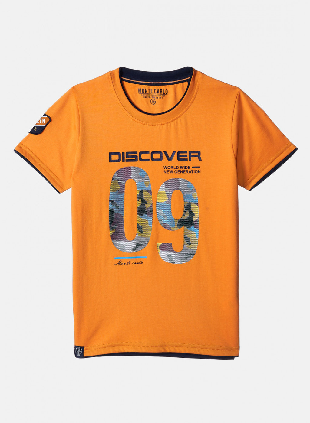 Boys Orange Printed T-Shirt
