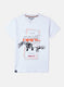 Boys White Printed T-Shirt