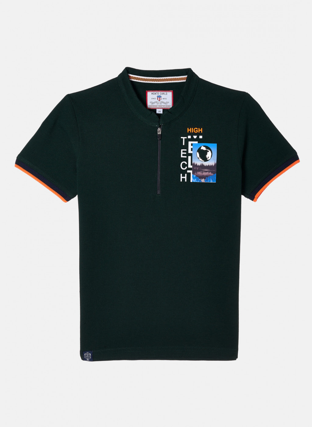 Boys Bottle Green Printed T-Shirt