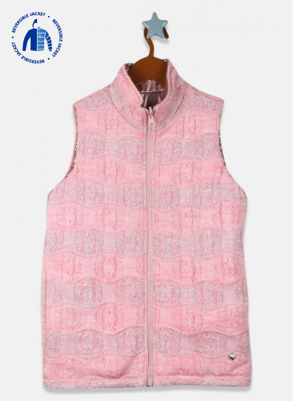 Girls Pink Reversible Solid Jacket