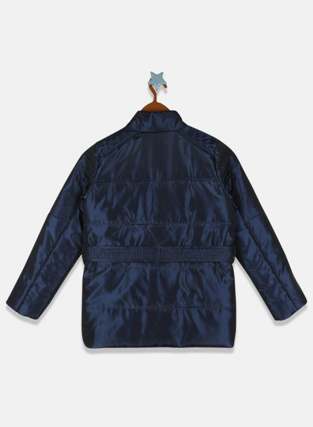 Girls Navy Blue Solid Jacket