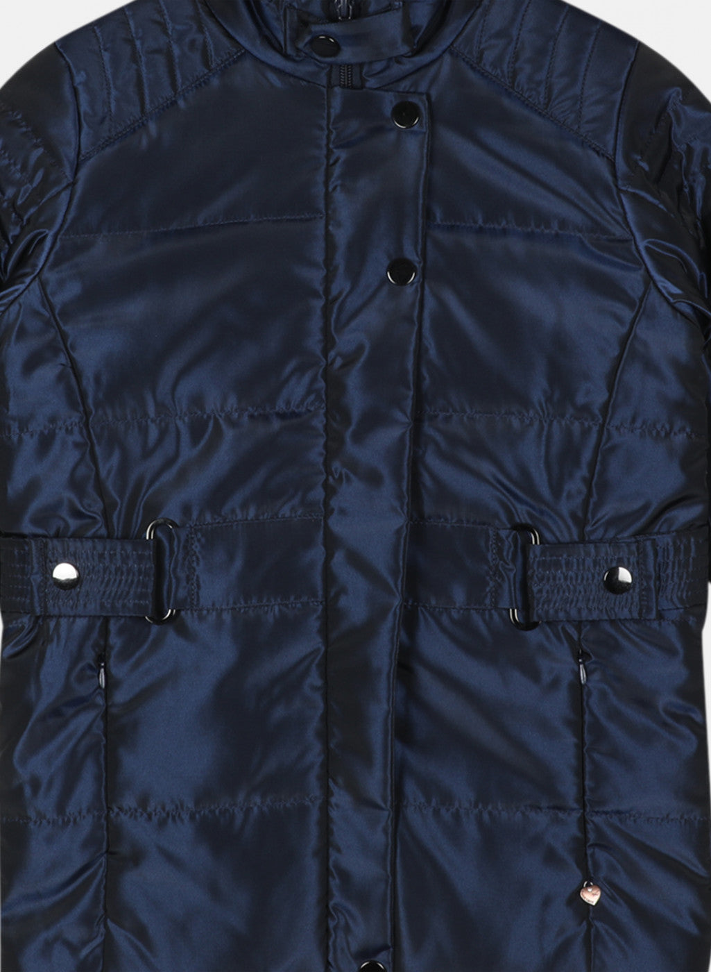 Girls Navy Blue Solid Jacket